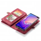 Galaxy S10+ (Pluss) 2i1 Etui m/multikortlommer av lær Rød thumbnail