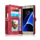 Galaxy S7 2i1 Etui m/multikortlommer av lær Rød thumbnail