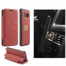 Galaxy S8+ 3i1 Slimbook Etui av lær m/magnetfeste Rød thumbnail