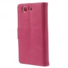 Lommebok Etui for Sony Xperia Z3 Compact Lychee Mørk Rosa thumbnail
