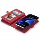 Galaxy S7 Edge 2i1 Etui m/multikortlommer av lær Rød thumbnail