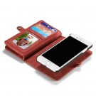 iPhone 7 4,7 - 2i1 Etui m/multikortlommer av lær Rød thumbnail