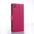 Lommebok Etui for Sony Xperia Z3+ Lychee Mørk Rosa thumbnail