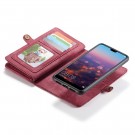 Huawei P20 2i1 Etui m/multikortlommer av lær Rød thumbnail