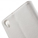 Lommebok Etui for Sony Xperia Z5 Lychee Hvit thumbnail