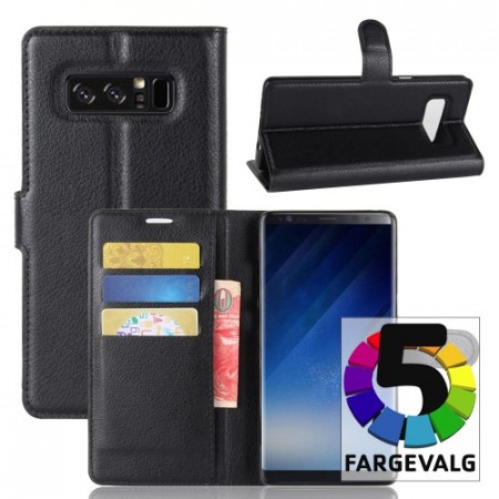Etui m/kortlommer for Galaxy Note 8 Lychee