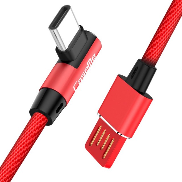 USB Sync og ladekabel Type C (L-shaped) 1 Meter Rød