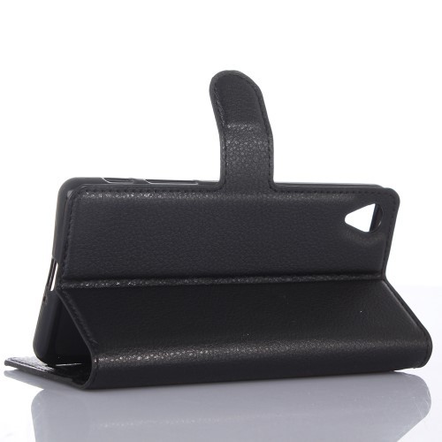 Lommebok Etui for Sony Xperia X Lychee Svart