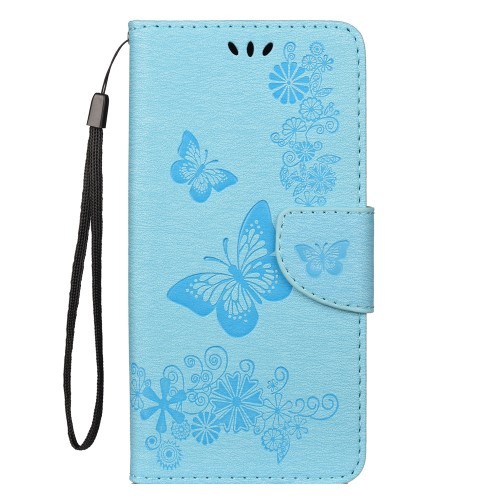 Huawei P30 Pro Etui m/kortlommer Roser og Sommerfugl Lys Blå