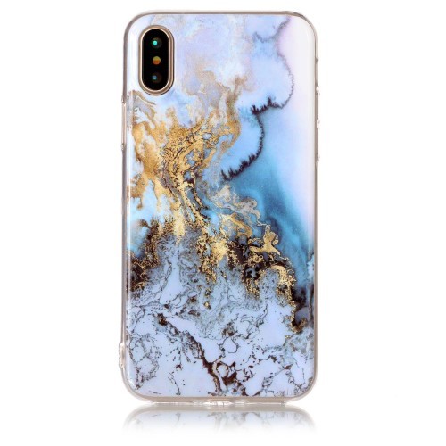 iPhone Xs/X 5,8 Deksel Marmor Blå/Gull