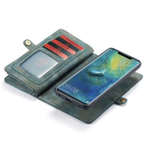 Huawei Mate 20 Pro 2i1 Etui m/multikortlommer av lær - Petroleumsblå