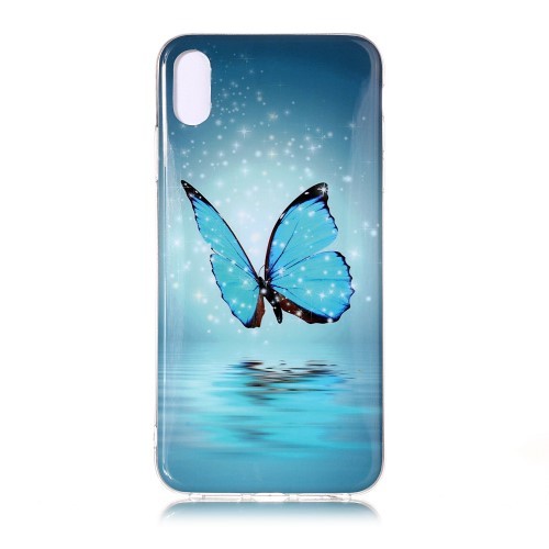 iPhone XS Max Deksel Art Selvlysende Blue Butterfly