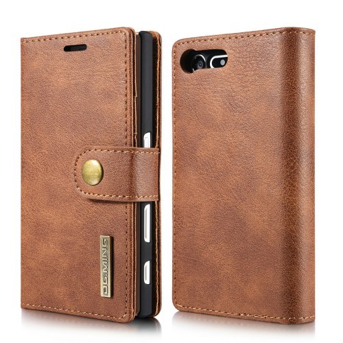 Sony Xperia X Compact 2i1 Etui m/3 kortlommer Classic Lys Brun