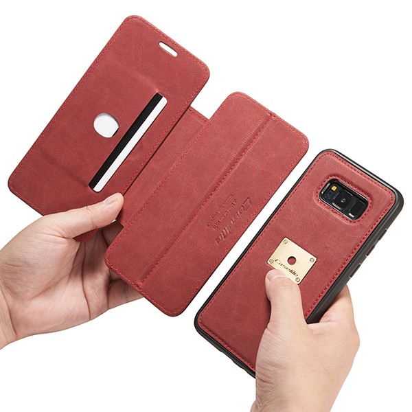 Galaxy S8 3i1 Slimbook Etui av lær m/magnetfeste Rød