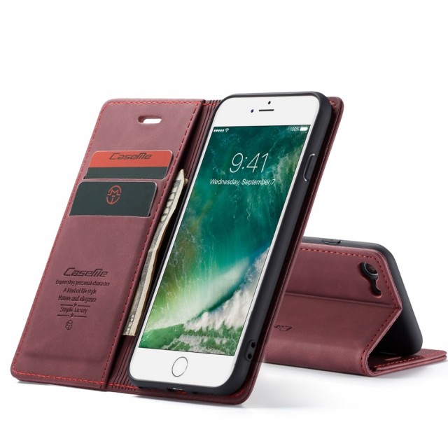 iPhone SE (2020) / iPhone 7 4,7" / iPhone 8 4,7" Lommebok Etui Retro Lux Vinrød