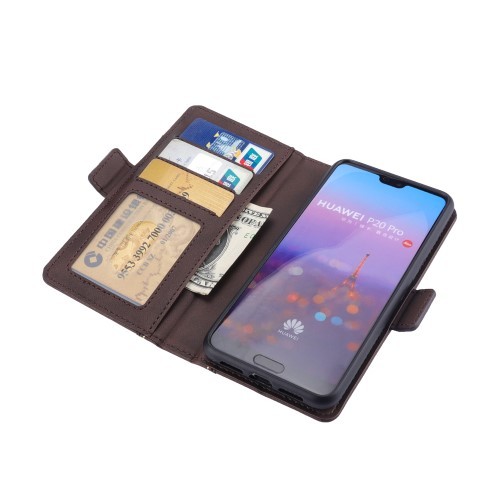 Huawei P20 Pro 2i1 Etui m/3 kortlommer Bok Etui Brun
