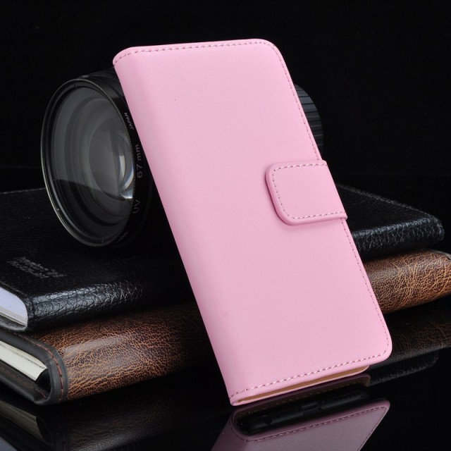 Lommebok Etui for iPhone 5/5s Genuine Lys Rosa