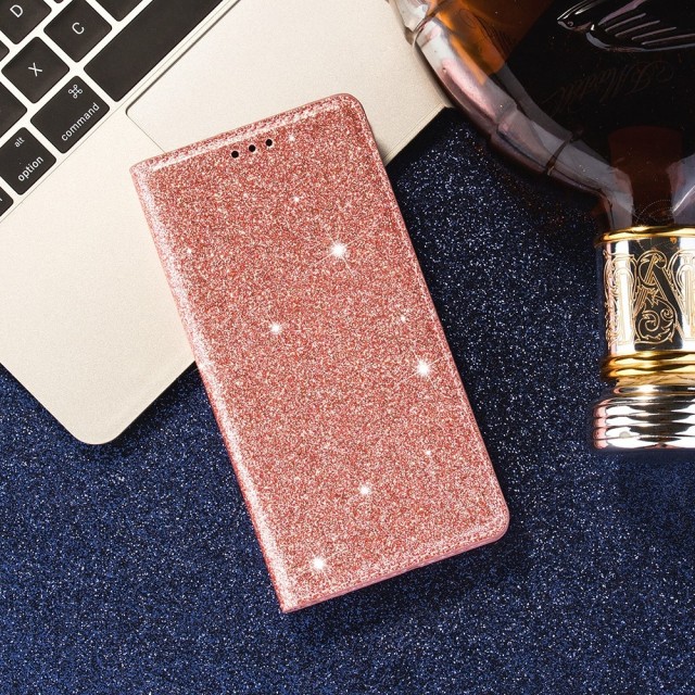iPhone 12 6,1" / 12 Pro 6,1" Slimbook Etui Glitter Rosa