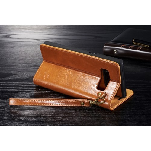 Galaxy Note 8 2i1 Etui m/2 kortlommer Classic Slim Ingefær(Brun)