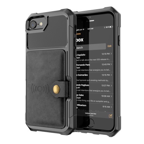 iPhone 6 / 7 / 8 Deksel Armor Wallet Svart