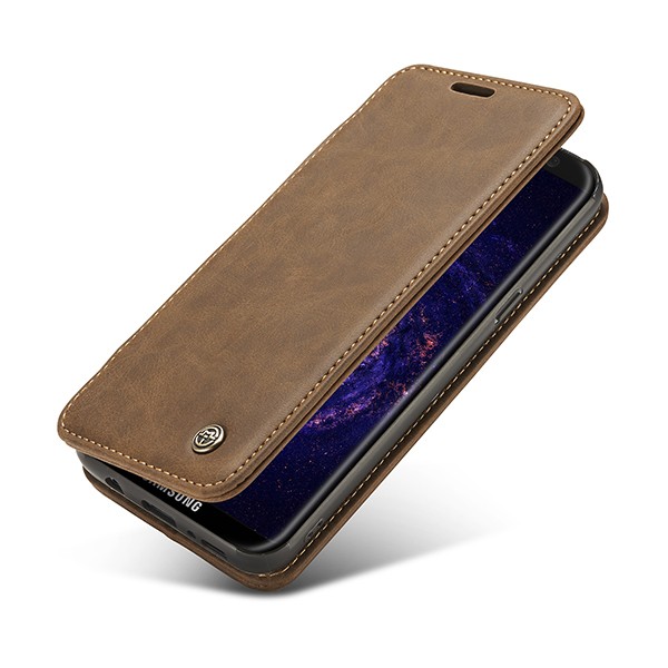 Galaxy S8 3i1 Slimbook Etui av lær m/magnetfeste Lys Brun