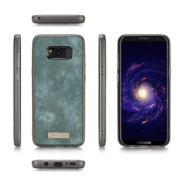 Galaxy S9+ 2i1 Etui m/multikortlommer av lær Petroleumsblå