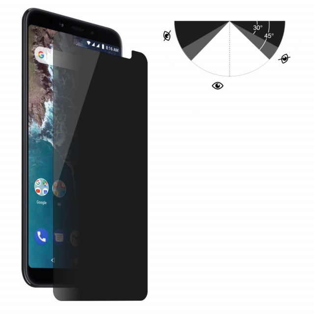 Xiaomi Mi A2 Skjermbeskytter av herdet glass Privacy - hindrer innsyn fra sidene