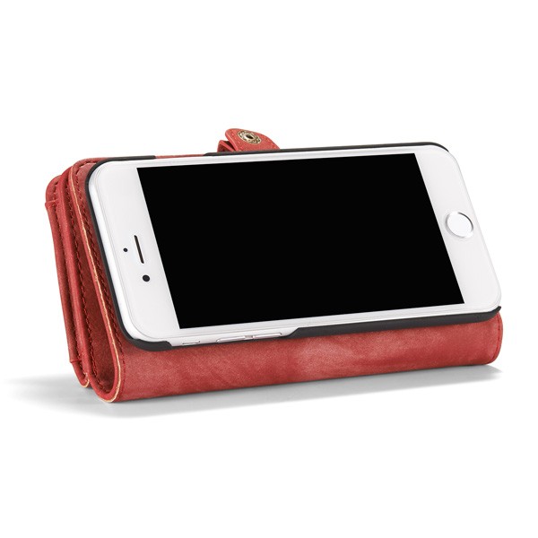 iPhone 7 4,7 - 2i1 Etui m/multikortlommer av lær Rød