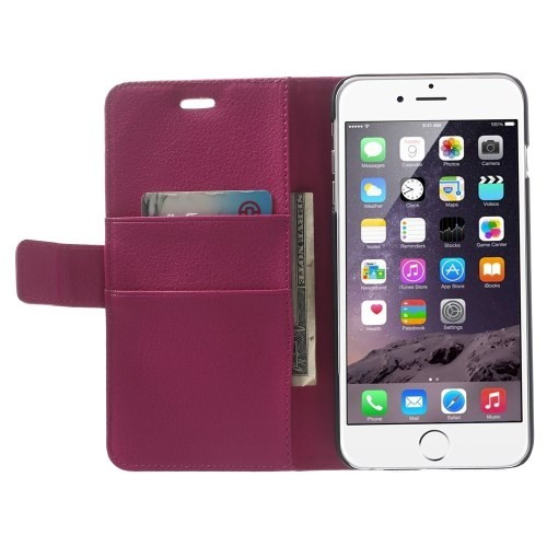 Lommebok Etui for iPhone 6 Pluss Lychee Rosa