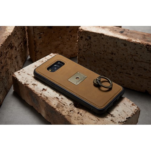 Galaxy S8+ Hybrid Deksel m/ring kickstand + skjermbeskytter Ingefær (Brun)
