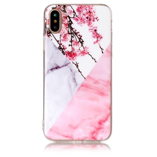 iPhone Xs/X 5,8 Deksel Marmor Blomster/Rosa