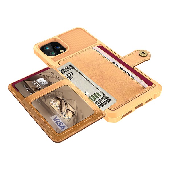 iPhone 11 Pro Max 6,5 Deksel Armor Wallet Ingefærbrun