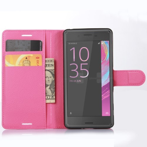 Lommebok Etui for Sony Xperia X Lychee Rosa