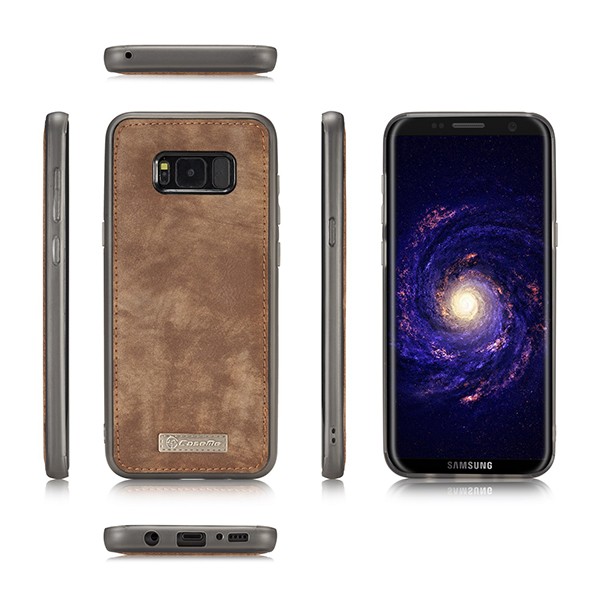Galaxy S8 2i1 Etui m/multikortlommer av lær Kaffebrun