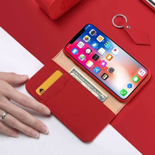 iPhone Xs/X 5,8 Lommebok Etui Genuine Lux Rød