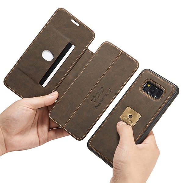 Galaxy S8 3i1 Slimbook Etui av lær m/magnetfeste Kaffebrun