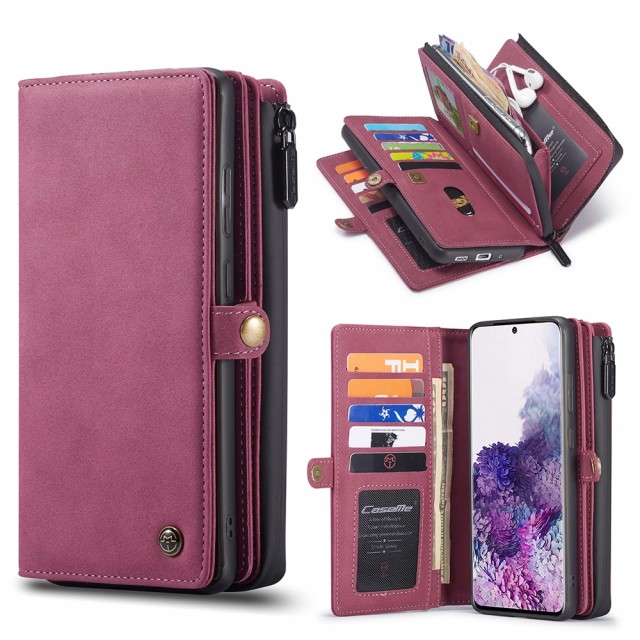Galaxy S20+ (Pluss) 2i1 Lommebok Etui m/ 10 kortlommer Rød