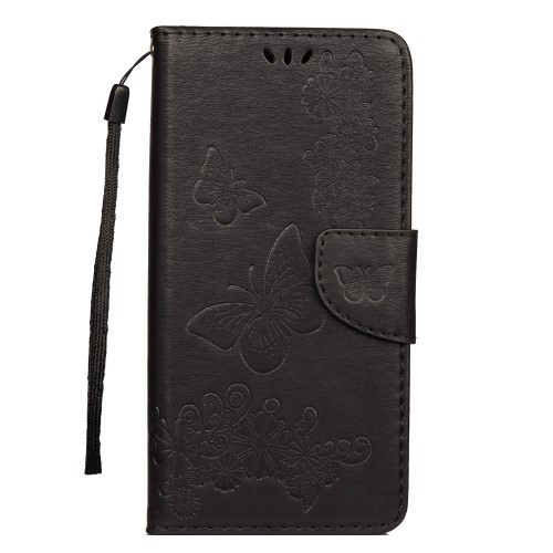 Huawei P30 Pro Etui m/kortlommer Roser og Sommerfugl Svart