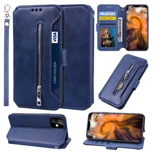 iPhone 11 Pro 5,8" Lommebok Etui Zipper Midnattsblå