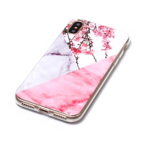 iPhone Xs/X 5,8 Deksel Marmor Blomster/Rosa