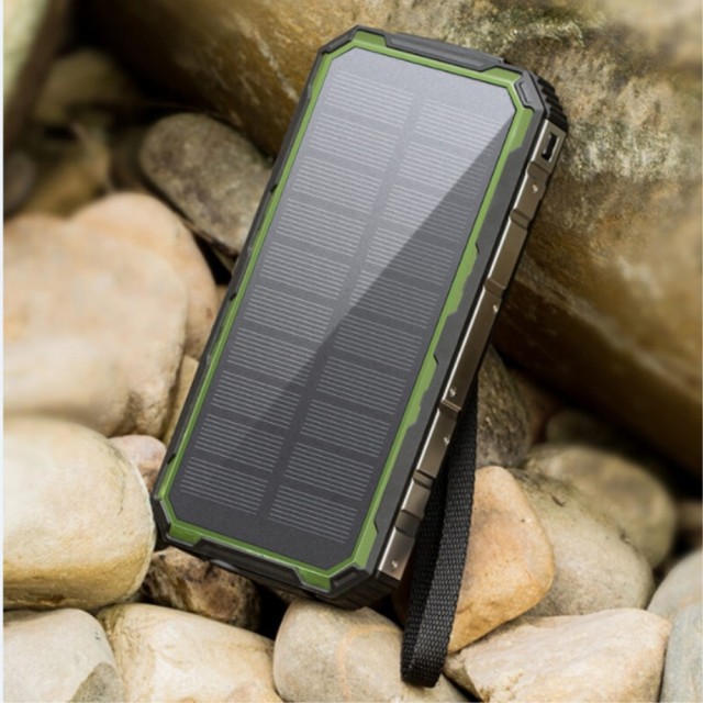 Solcelle Strømbank 20000mAh for Smarttelefoner Grønn
