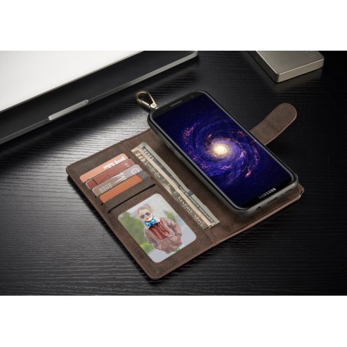 Galaxy S8+ 2i1 Etui m/4 kortlommer & nøkkelknippe Kaffebrun