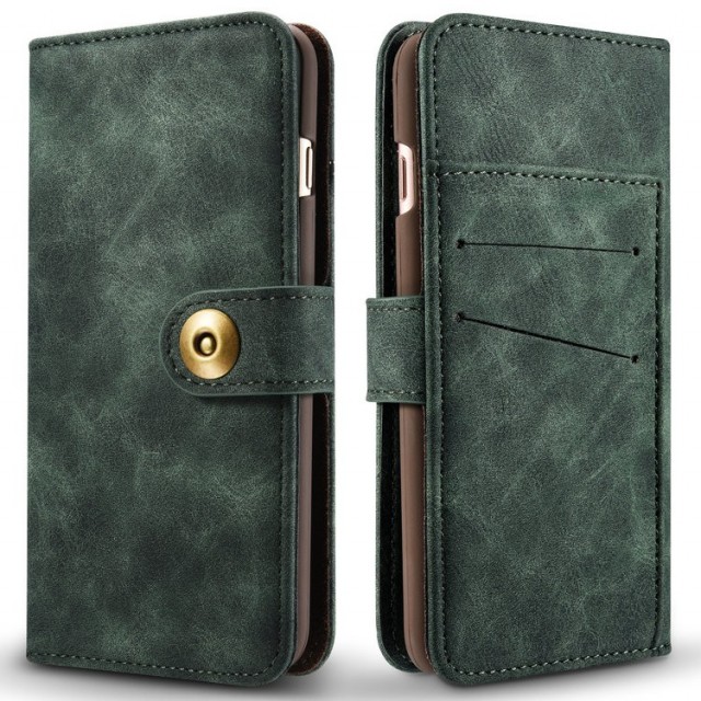 iPhone 7 4,7" 2i1 Etui m/utvendig kortlommmer Grønn