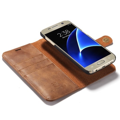 Galaxy S7 2i1 Etui for Galaxy S7 m/3 kortlommer Classic Lys Brun