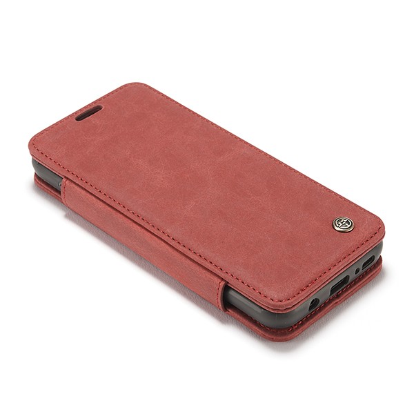Galaxy S8+ 3i1 Slimbook Etui av lær m/magnetfeste Rød