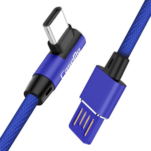 USB Sync og ladekabel Type C (L-shaped) 1 Meter Blå