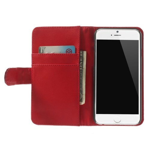 Etui for iPhone 6 Croco m/kortlommer Rød