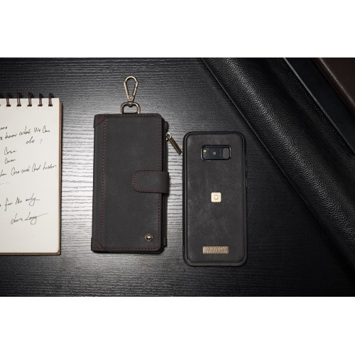 Galaxy S8+ 2i1 Etui m/4 kortlommer & nøkkelknippe Svart