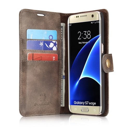 Galaxy S7 Edge 2i1 Etui for Galaxy S7 m/3 kortlommer Classic Kaffebrun