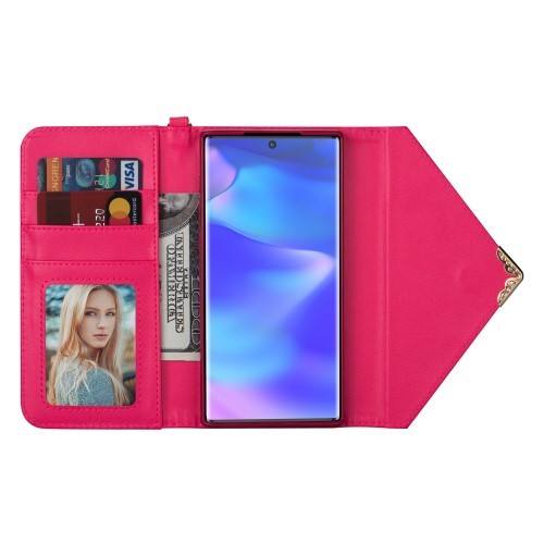 Galaxy Note 10+ (Pluss) Etui m/kortlommer Veske Rosa